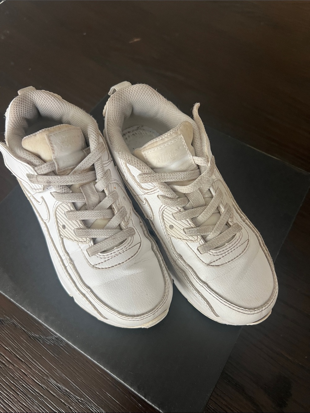 Kids Nike Air Max White/Beige Athletic Sneakers - Comfortable Everyday Shoes